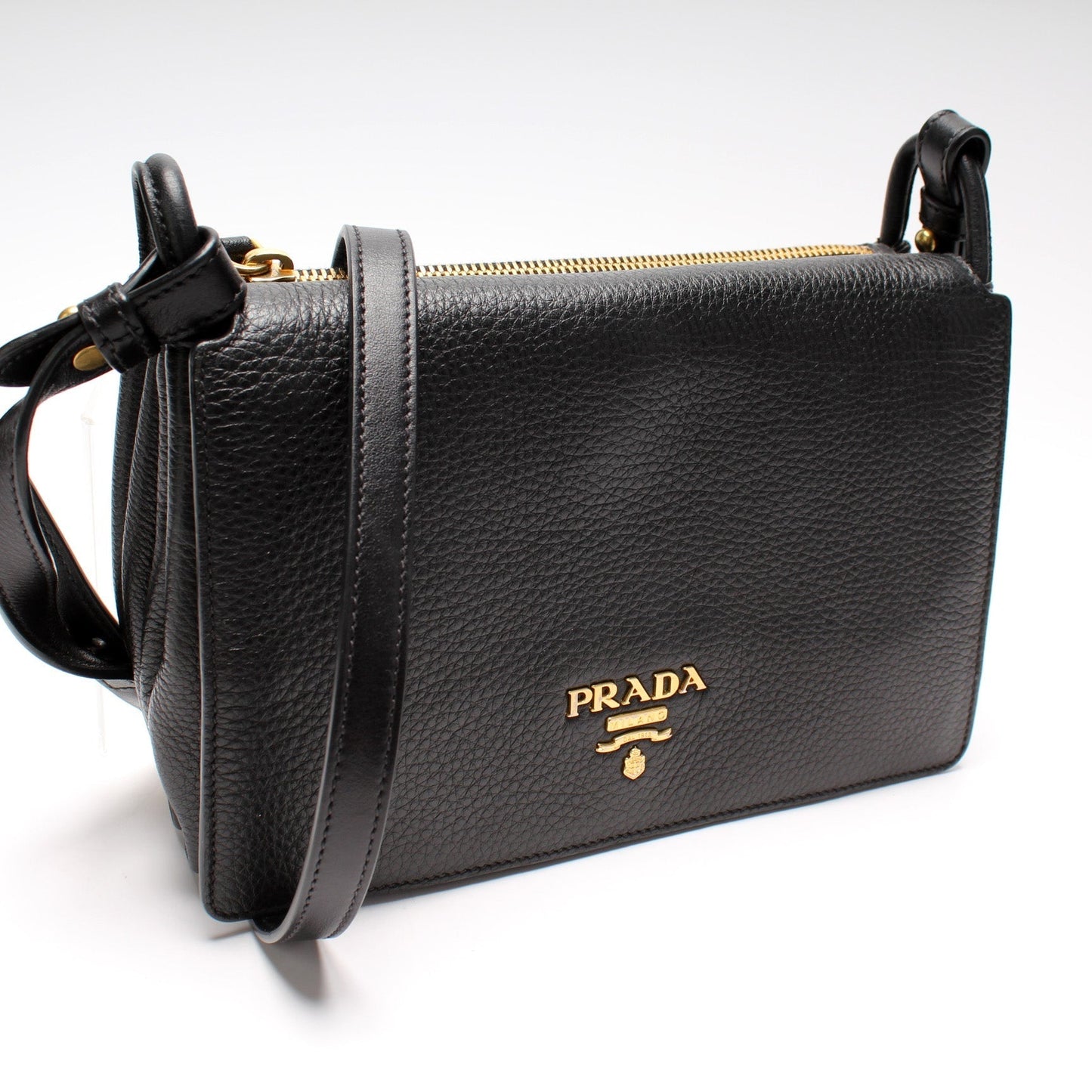 Prada Vitello Daino Leather Flap/Zip Crossbody Bag