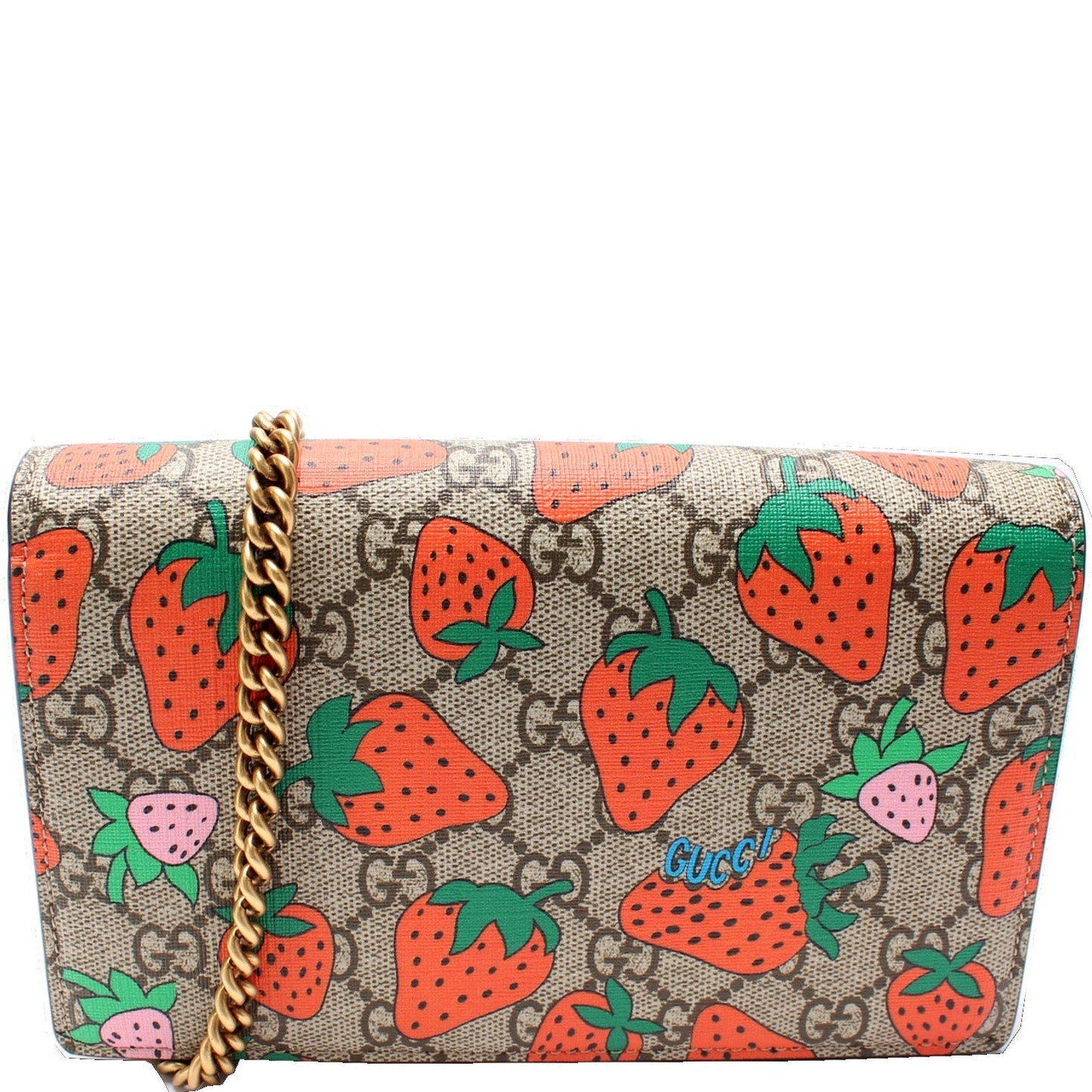 Gucci 573848 GG Strawberry Chain Wallet Bag