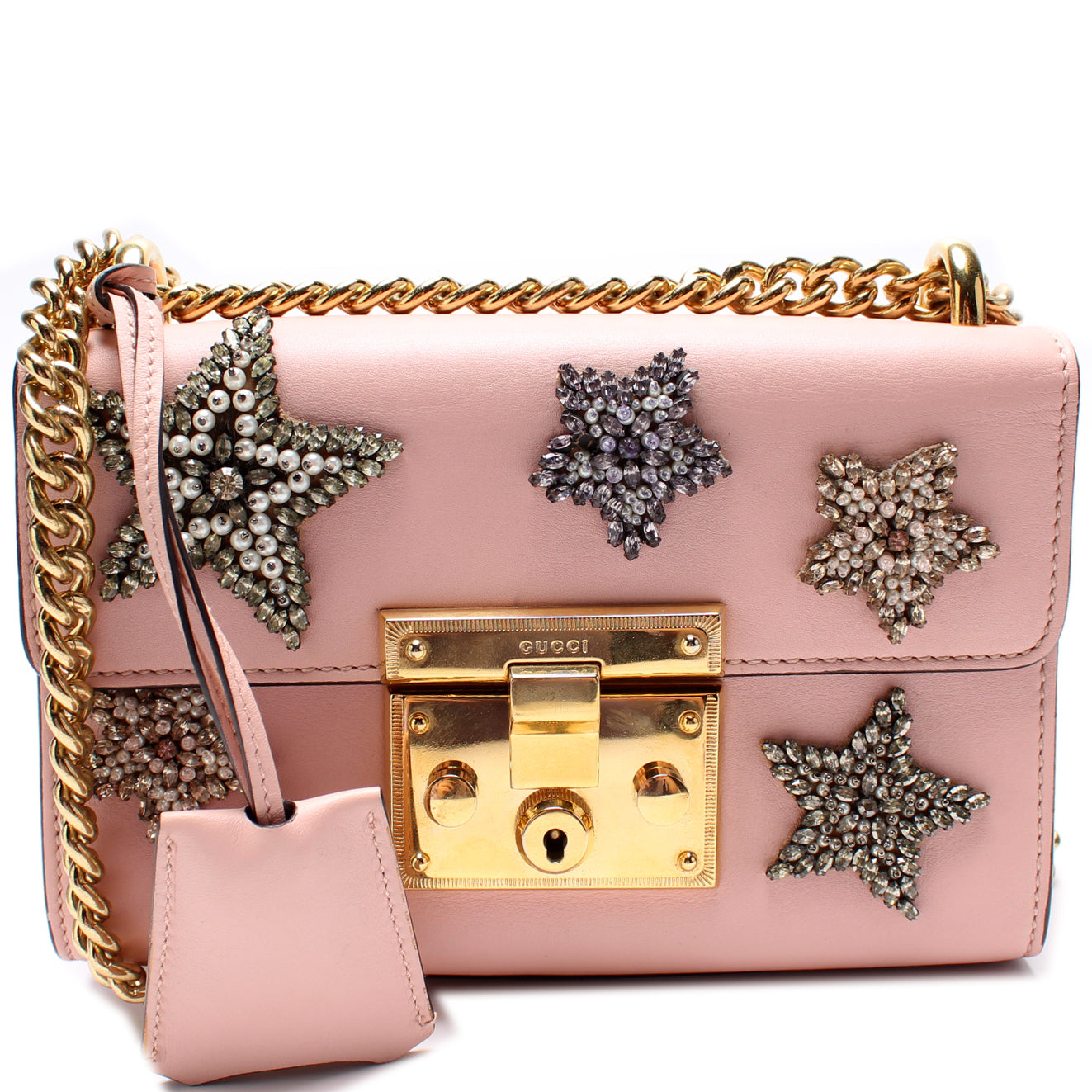 Gucci 432182 Padlock Embroidered Star Leather Small Bag