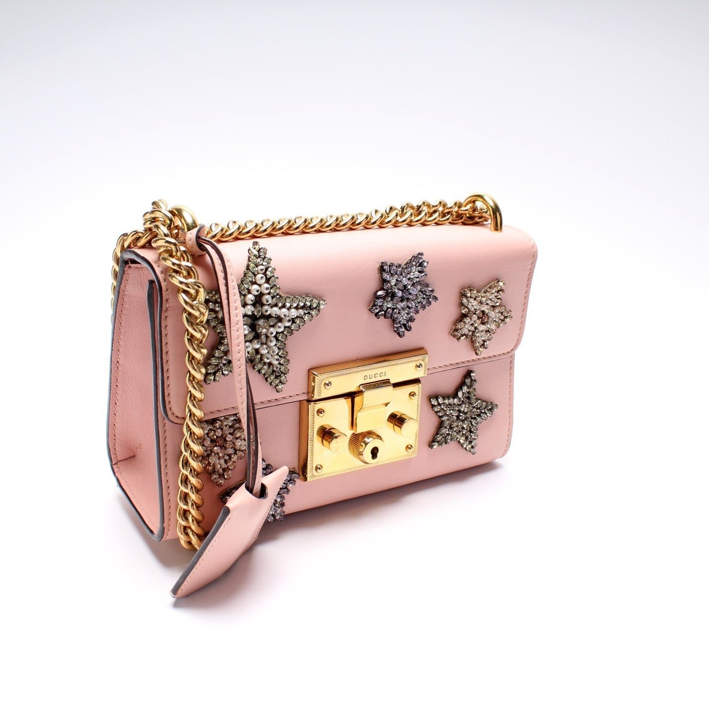 Gucci 432182 Padlock Embroidered Star Leather Small Bag