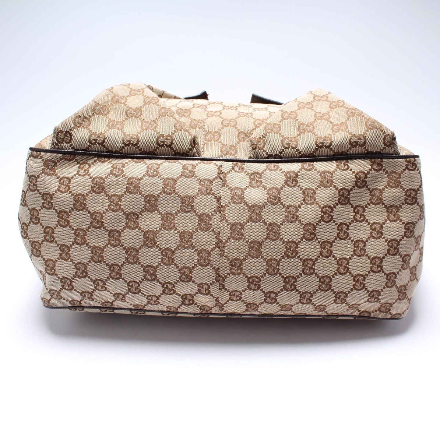 Gucci 161836 GG Canvas Web Handle Double Pocket Tote Bag