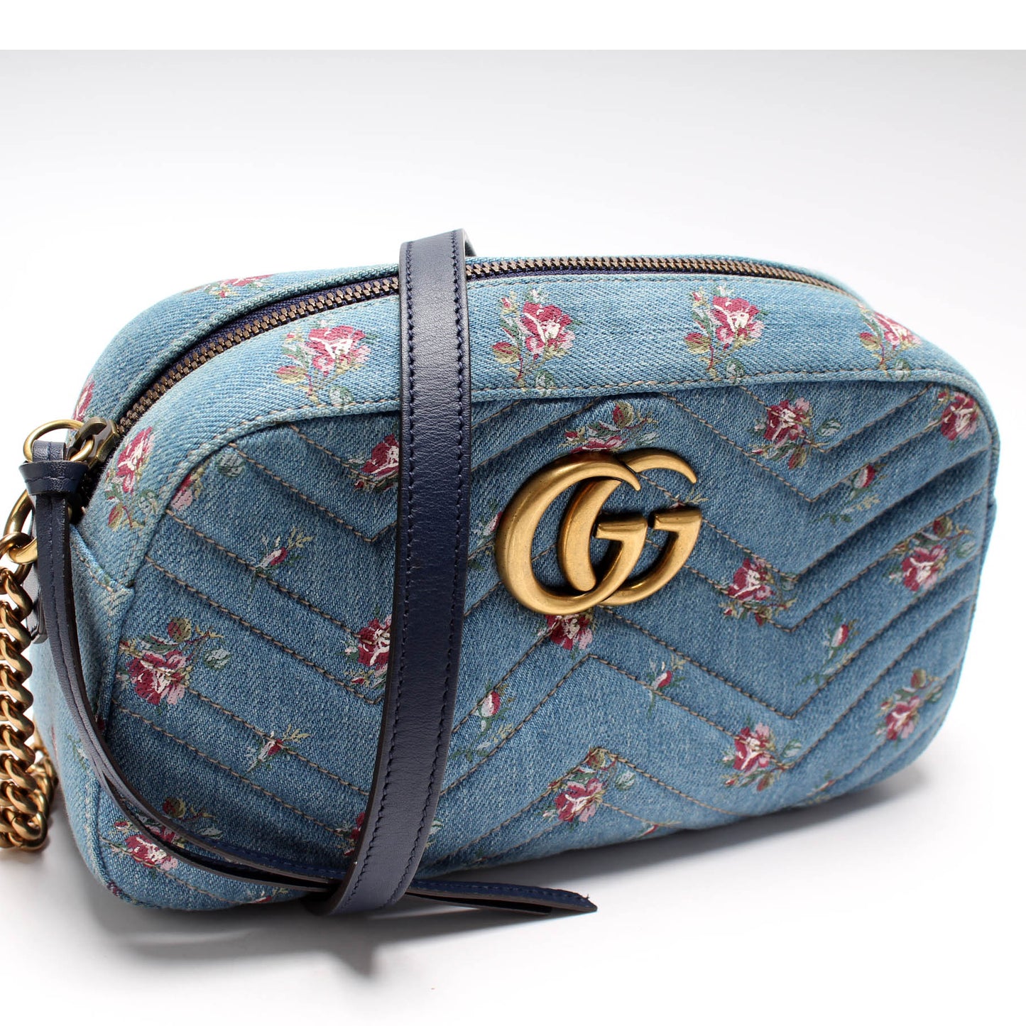Gucci 447632 Marmont Small Denim Camera Bag