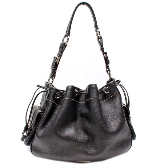 Prada Vitello Daino Drawstring Pocket Hobo Bag