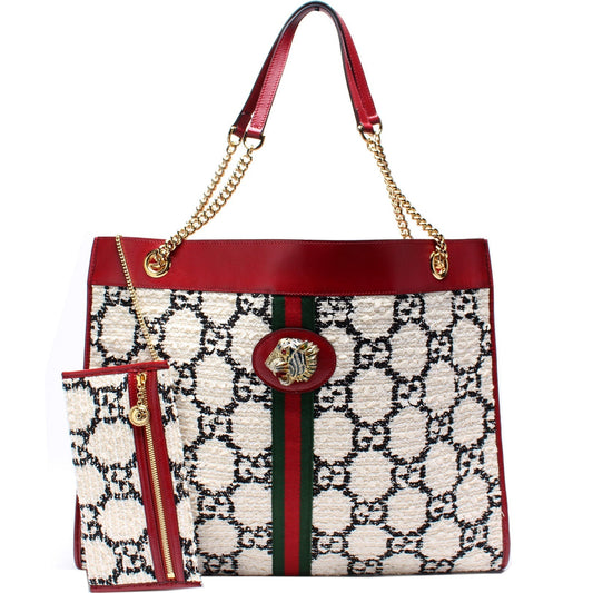 Gucci 537219 Tweed Rajah Chain GG Tote Bag