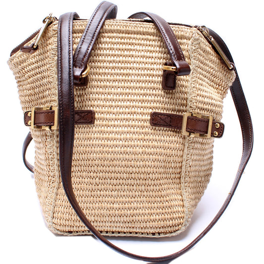 Saint Laurent 172641 Raffia Downtown Small Shoulder Bag