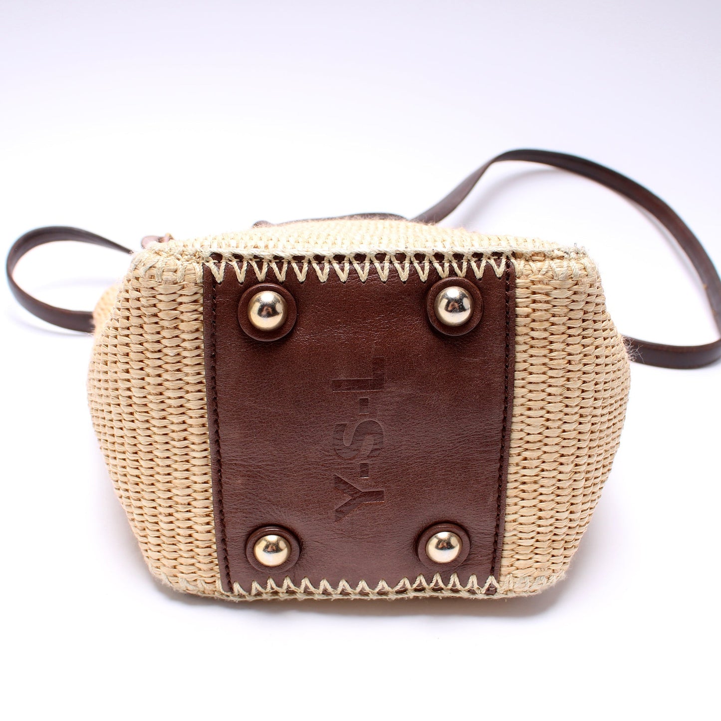 Saint Laurent 172641 Raffia Downtown Small Shoulder Bag
