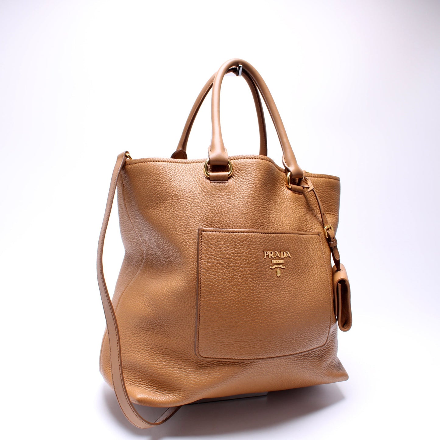 Prada 1BG049 Vitello Daino Pocket Tote Bag