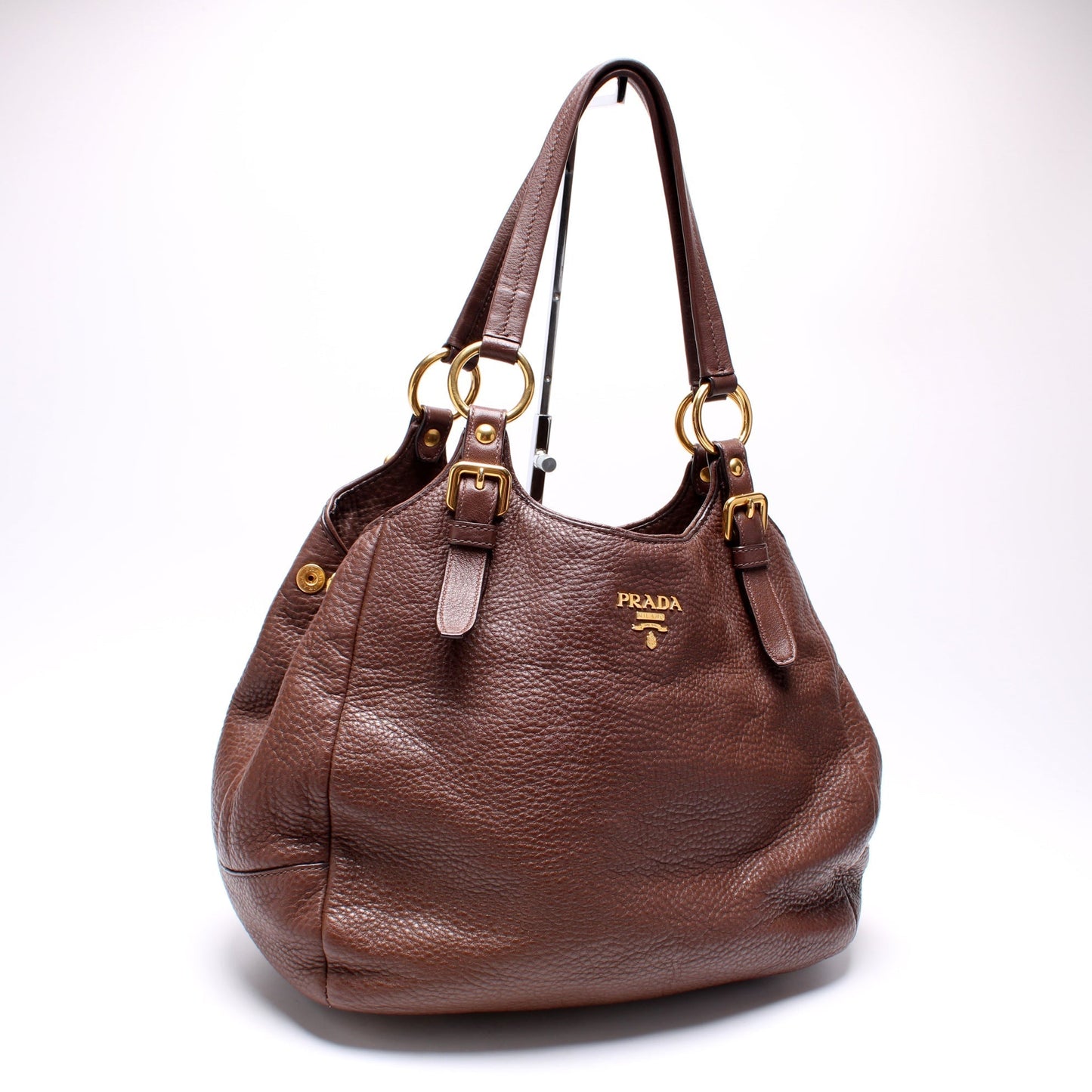 Prada Vitello Daino Buckle Strap Medium Shoulder Bag