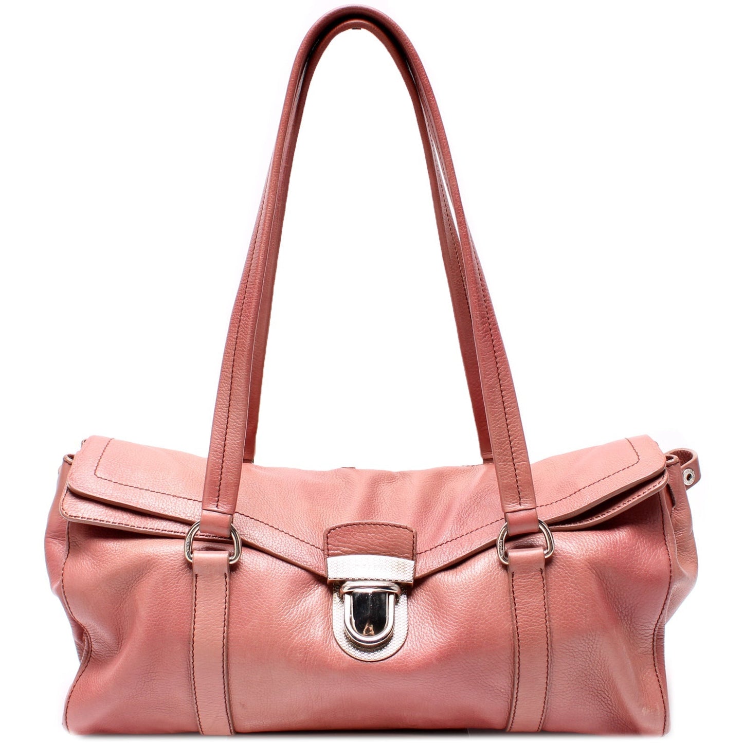 Prada Easy Foldover Pushlock Satchel Calfskin Bag