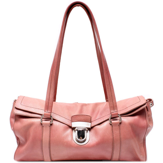 Prada Easy Foldover Pushlock Satchel Calfskin Bag