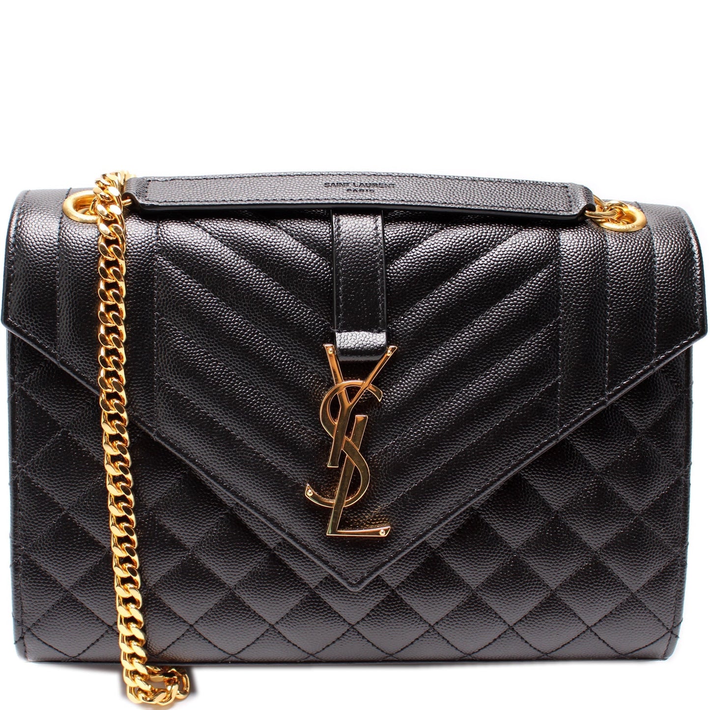 Saint Laurent Grain De Monogram Triquilt Medium Satchel 600185 Bag