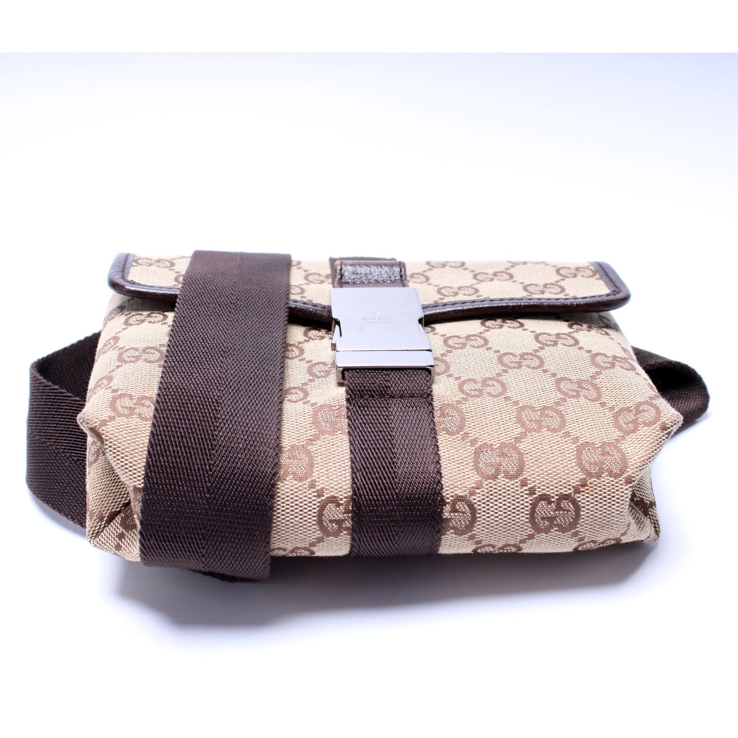 Gucci 131236 GG Canvas Small Buckle Belt Bag