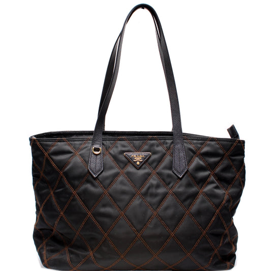 Prada Stitched Nylon Tote Bag