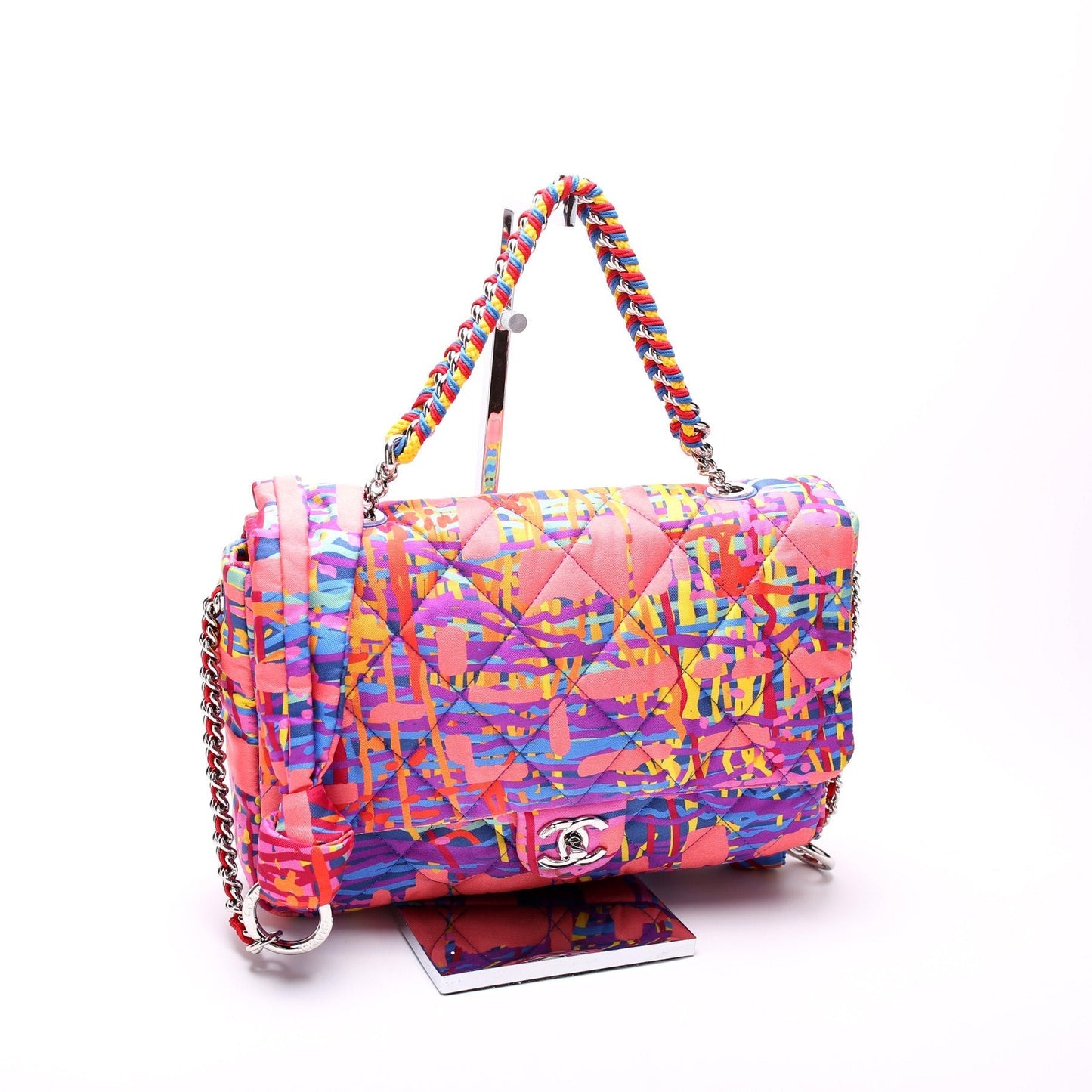 Chanel Foulard Quilted Printed Fabric Flap 25M Bag