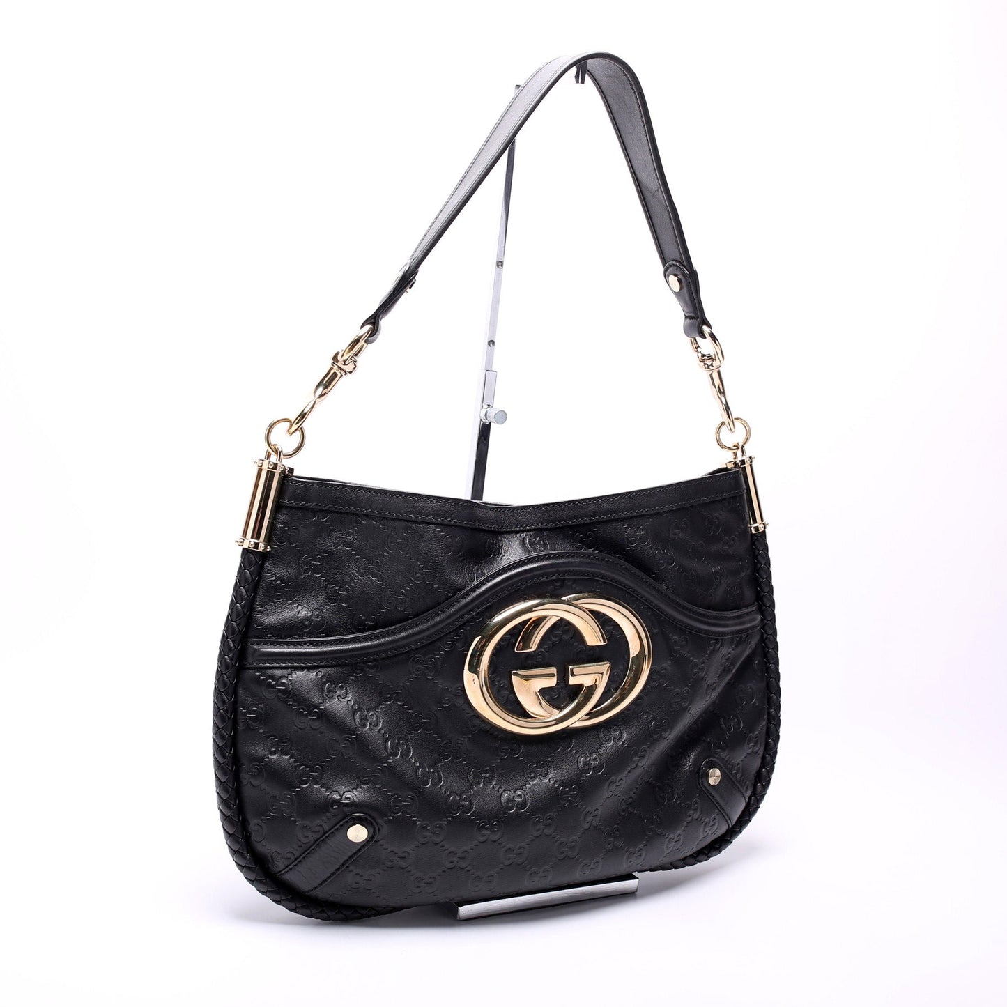 Gucci 167734 GG Leather Britt Medium Shoulder Bag