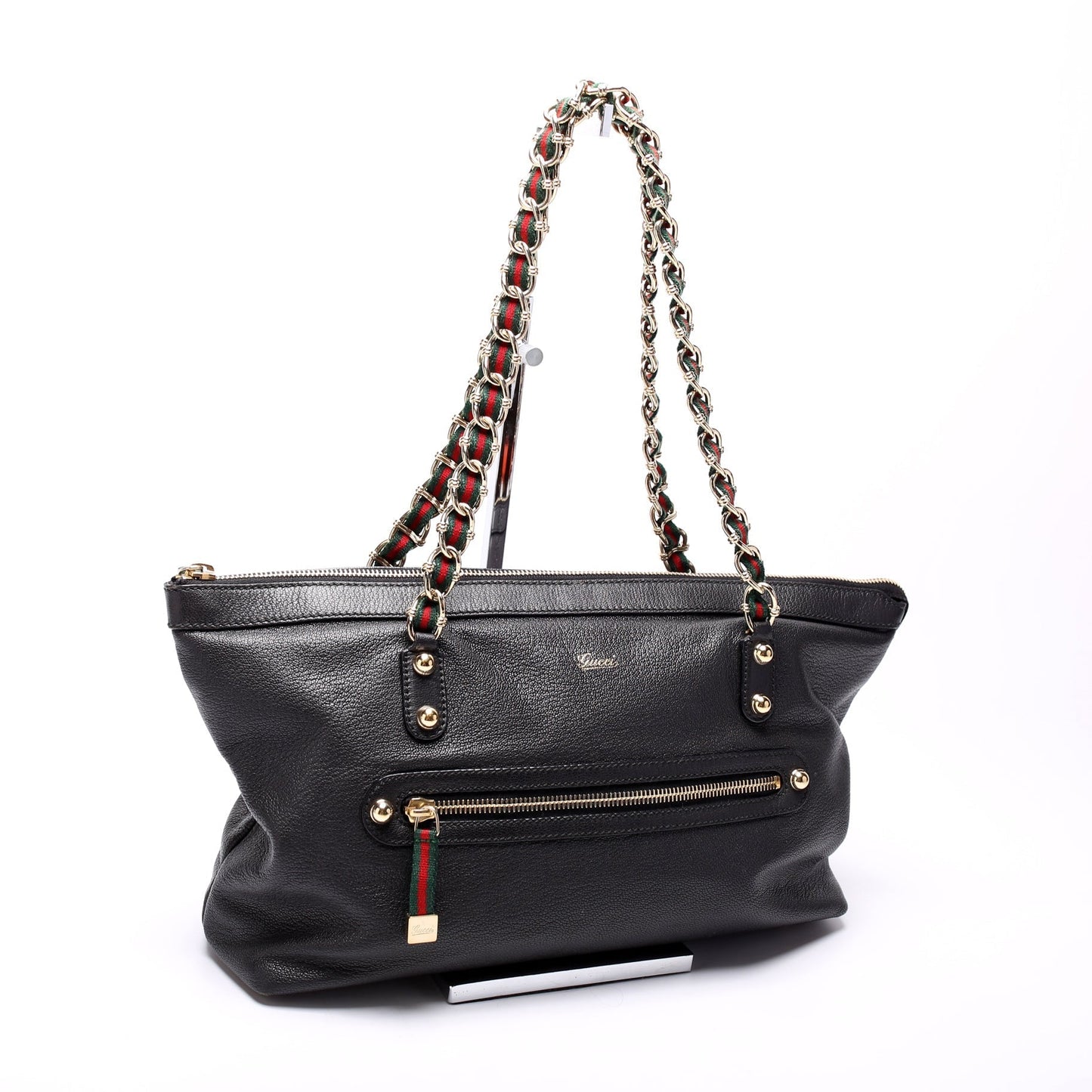 Gucci 153016 Capri Web Chain Leather Shoulder Bag