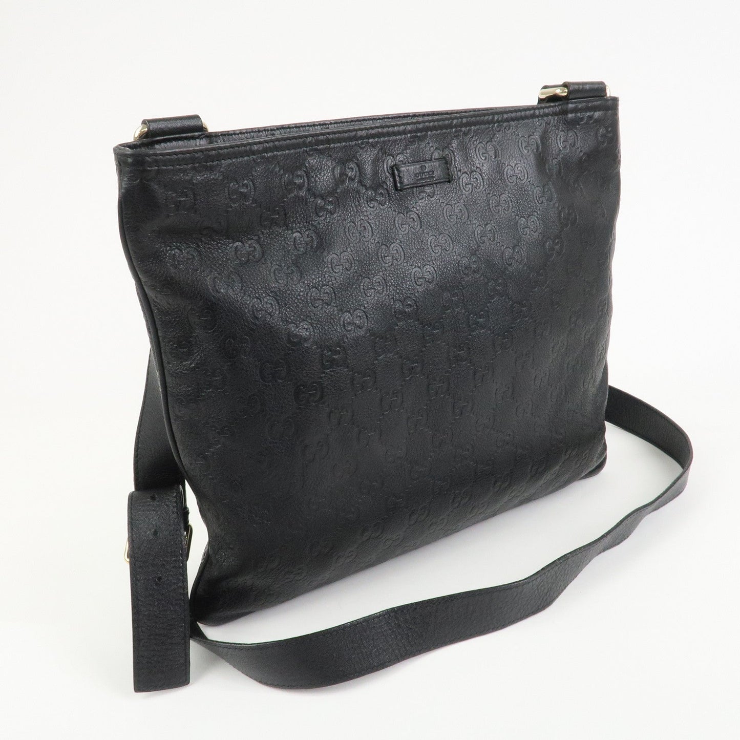 GUCCI Guccissima Leather Shoulder Bag Crossbody Bag Black 201446