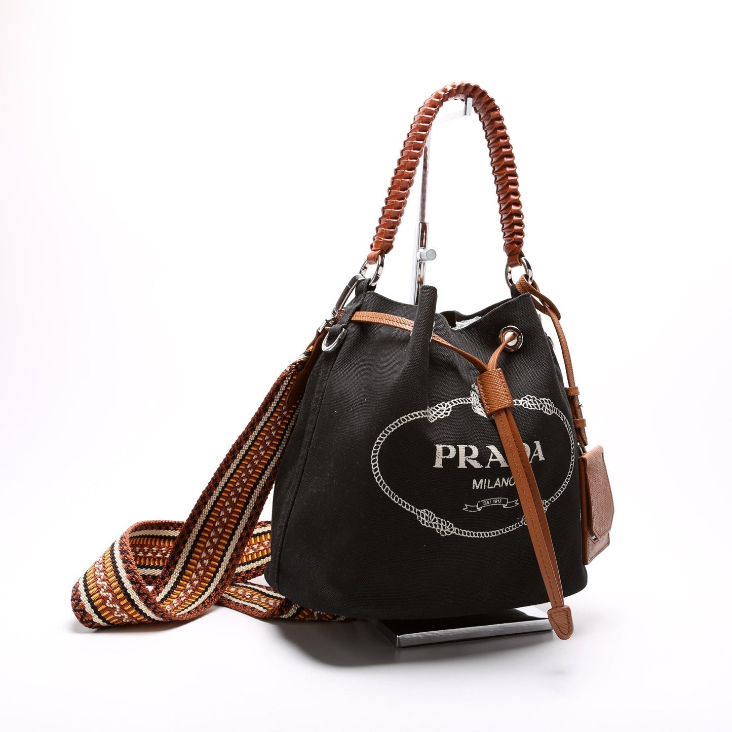 Prada 1BE032 Logo Canvas Drawstring Bag
