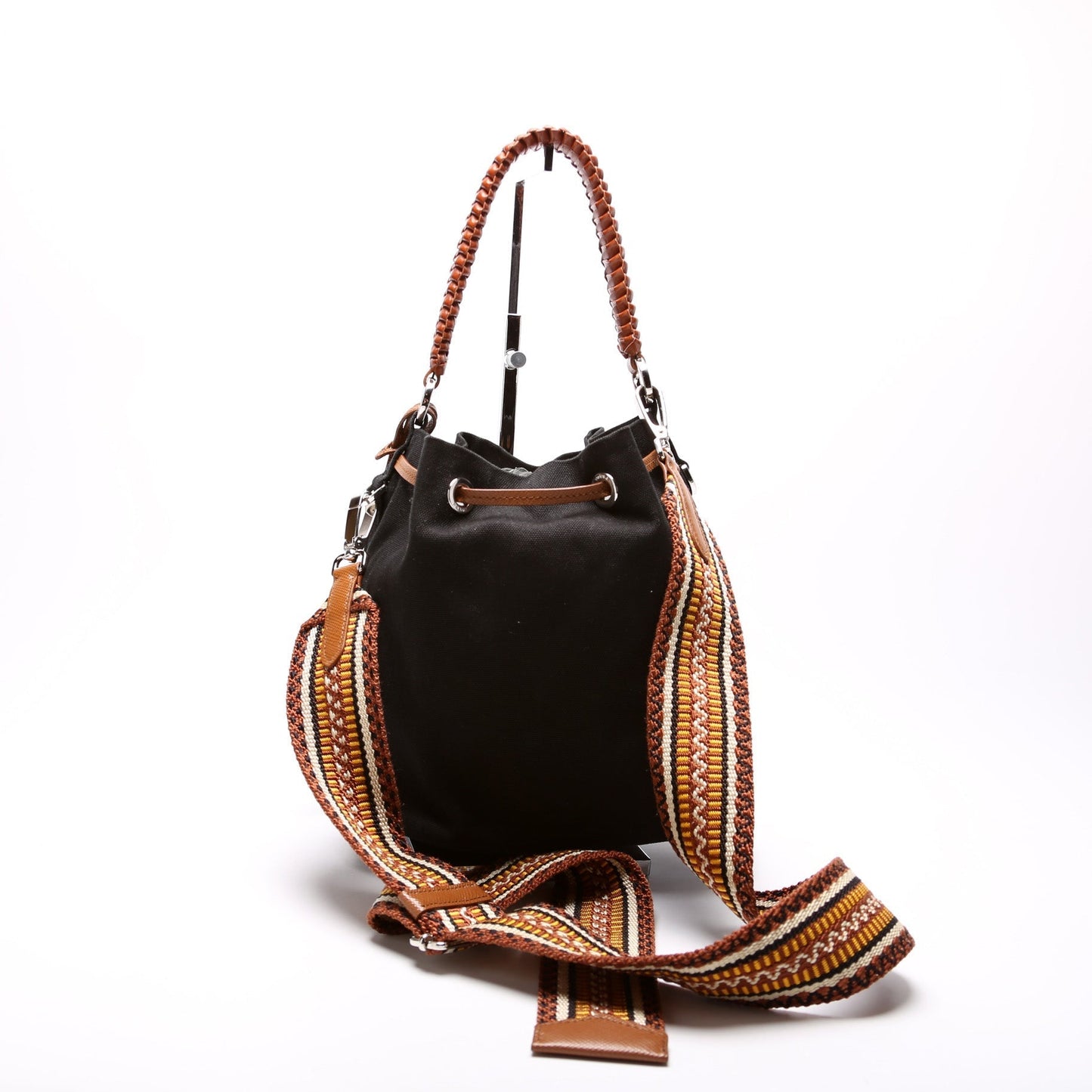 Prada 1BE032 Logo Canvas Drawstring Bag