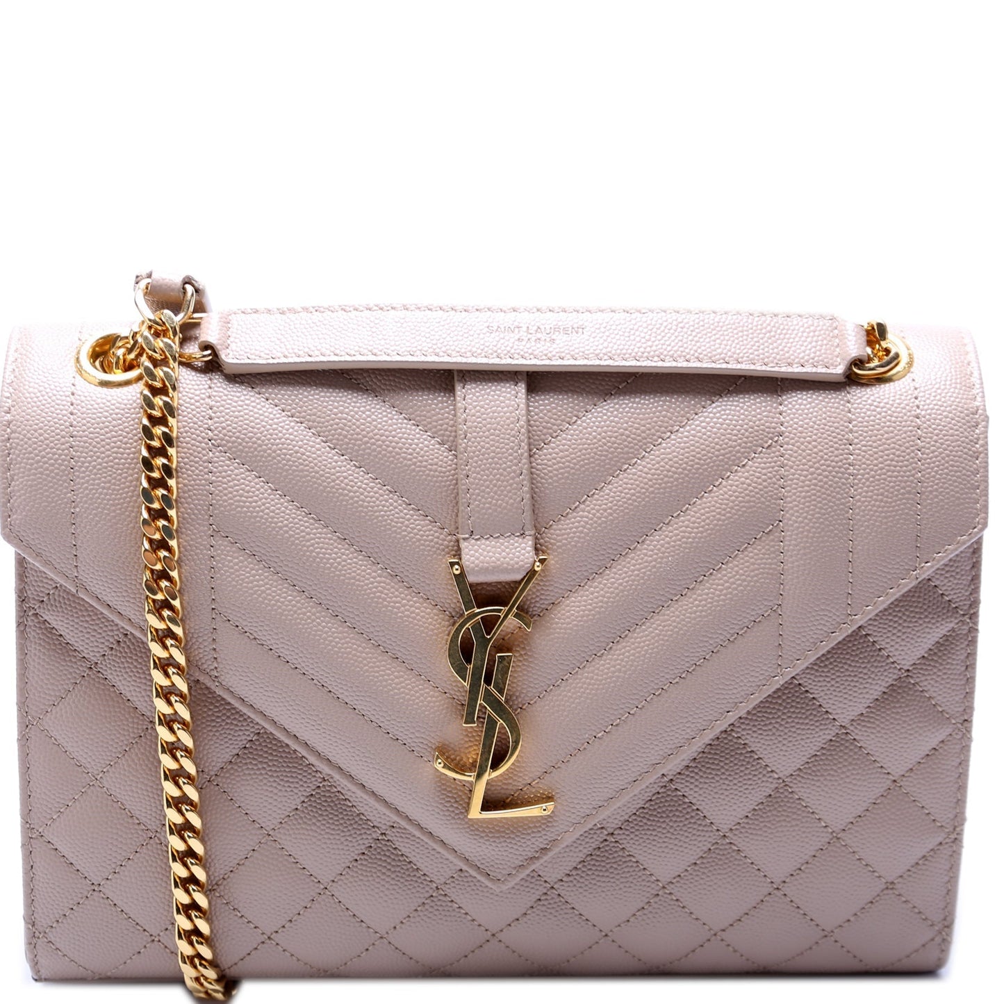 Saint Laurent Grain De Monogram Triquilt Medium Satchel Bag