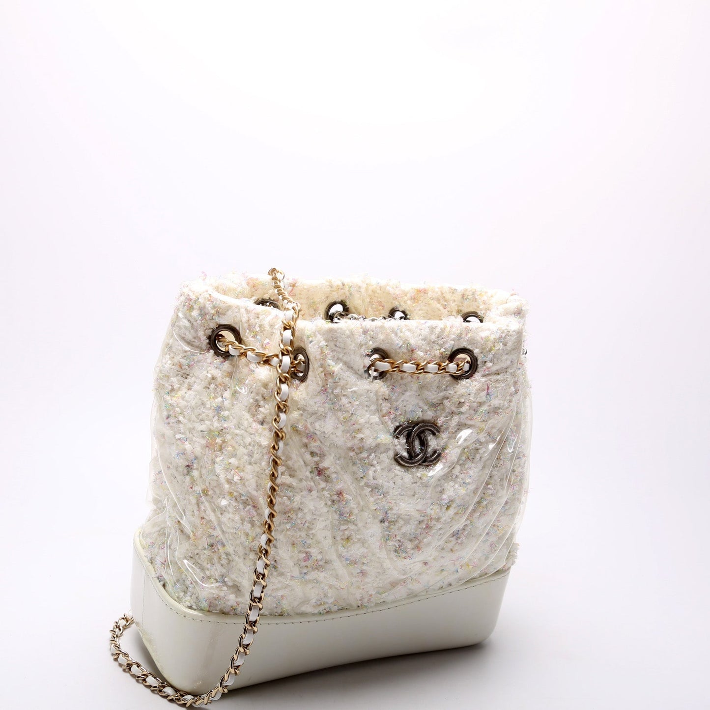 Chanel Gabrielle Backpack Small Quilted Tweed PVC 25M Bag