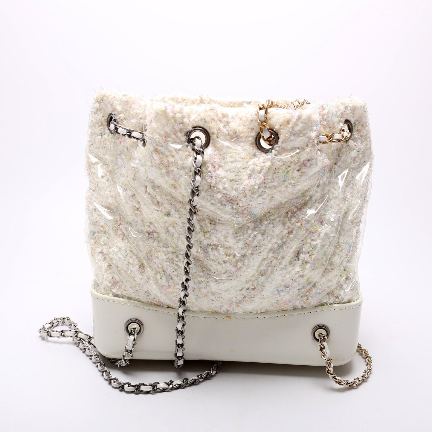 Chanel Gabrielle Backpack Small Quilted Tweed PVC 25M Bag