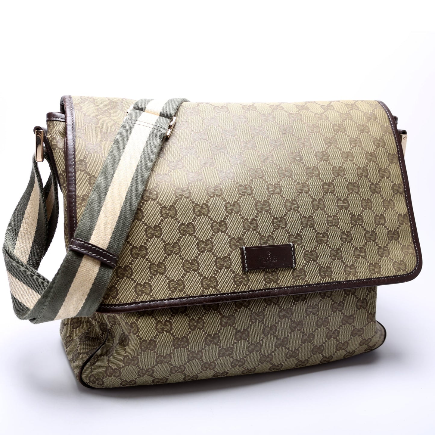 Gucci 233052 GG Coated Canvas Medium Messenger Flap Bag