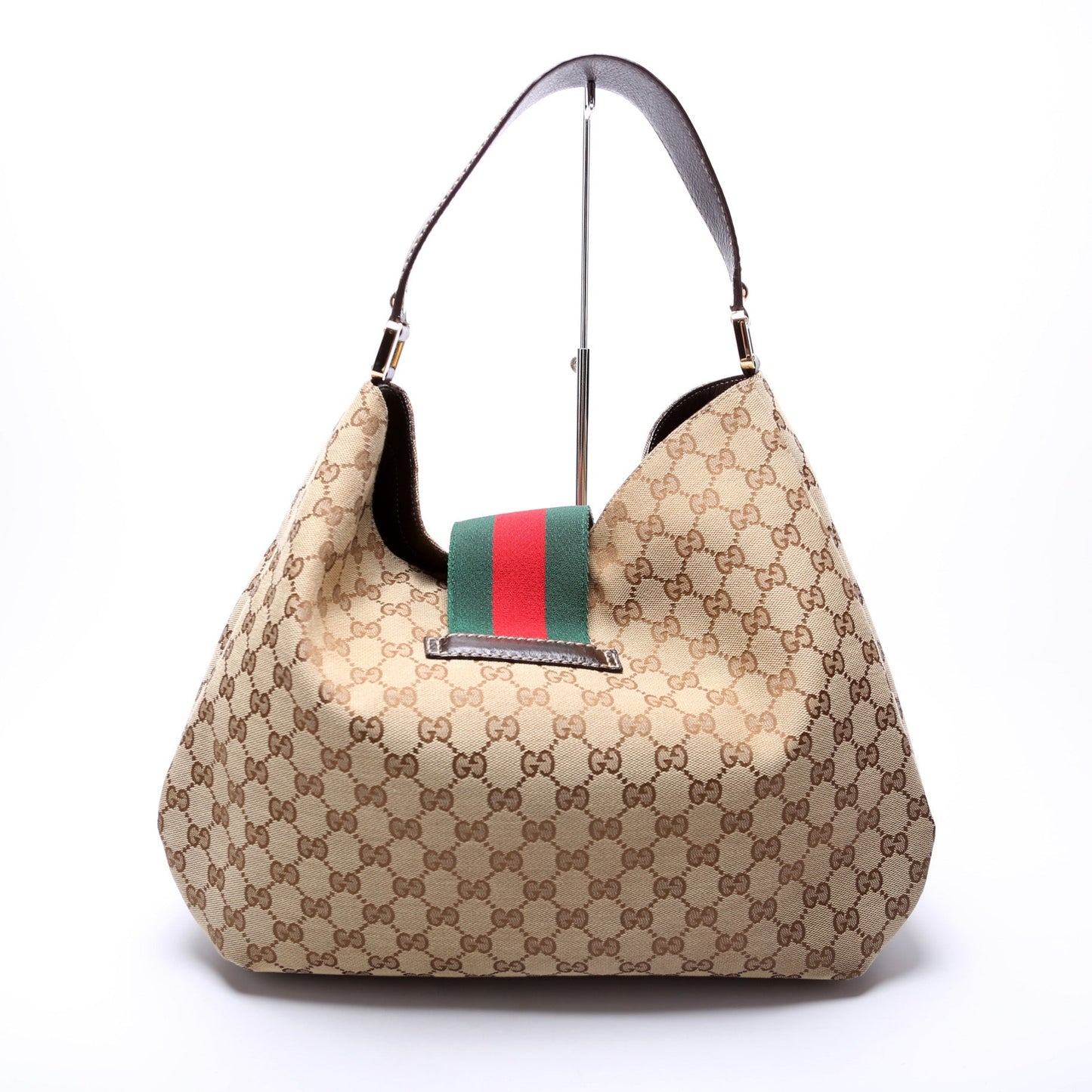Gucci 211933 GG Canvas Web Hobo Bag