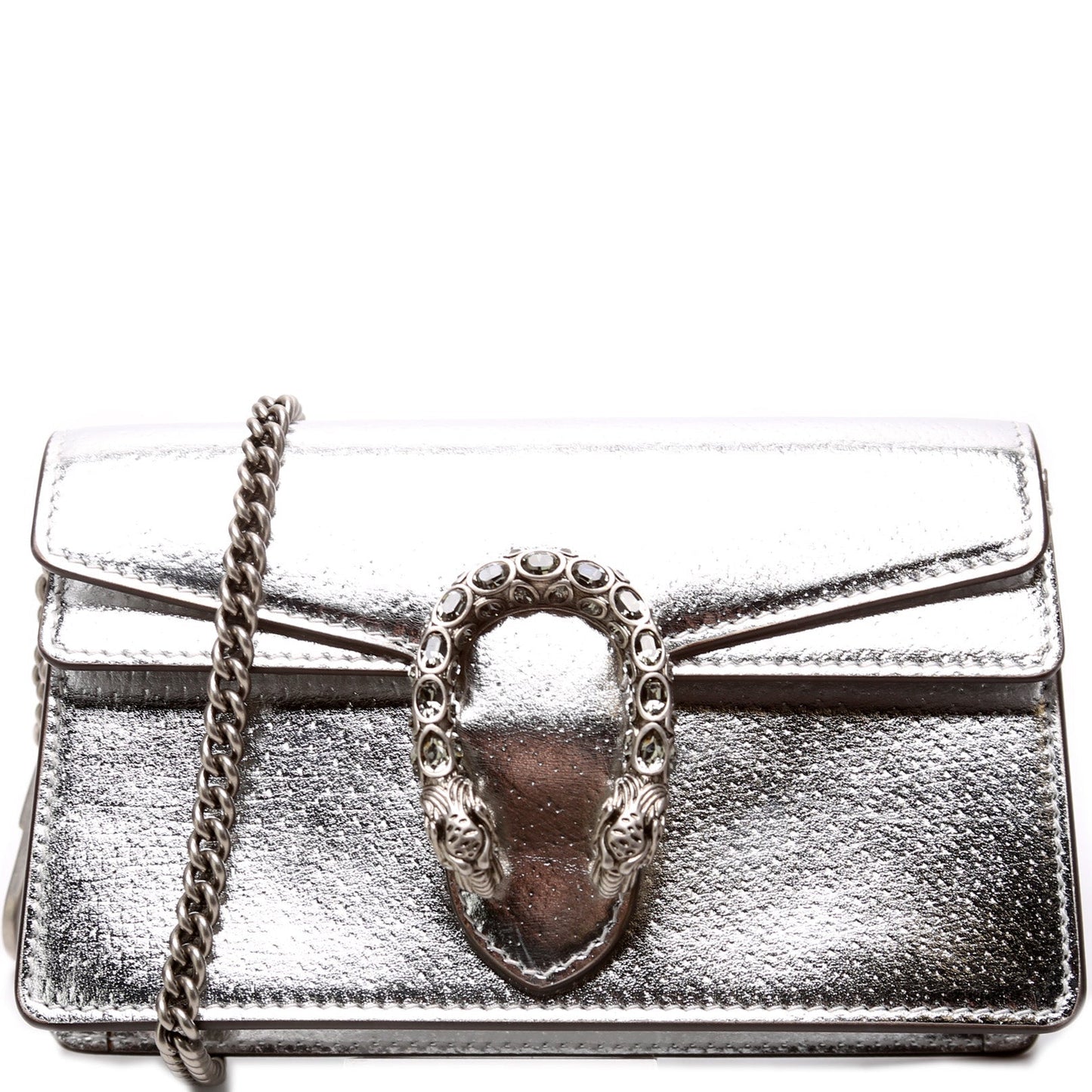 Gucci 476432 Dionysus Metallic Leather Super Mini Bag