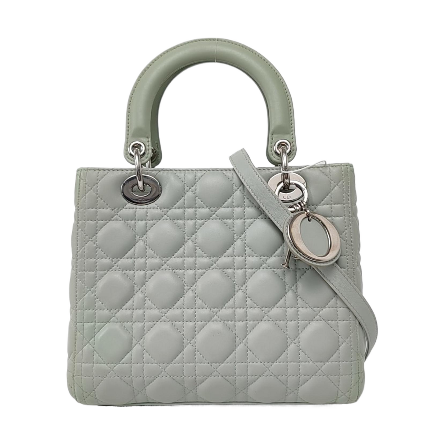 Lady Dior Medium Mint Green Lambskin Leather Silver Hardware
