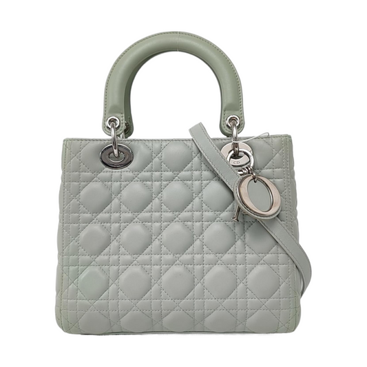 Lady Dior Medium Mint Green Lambskin Leather Silver Hardware