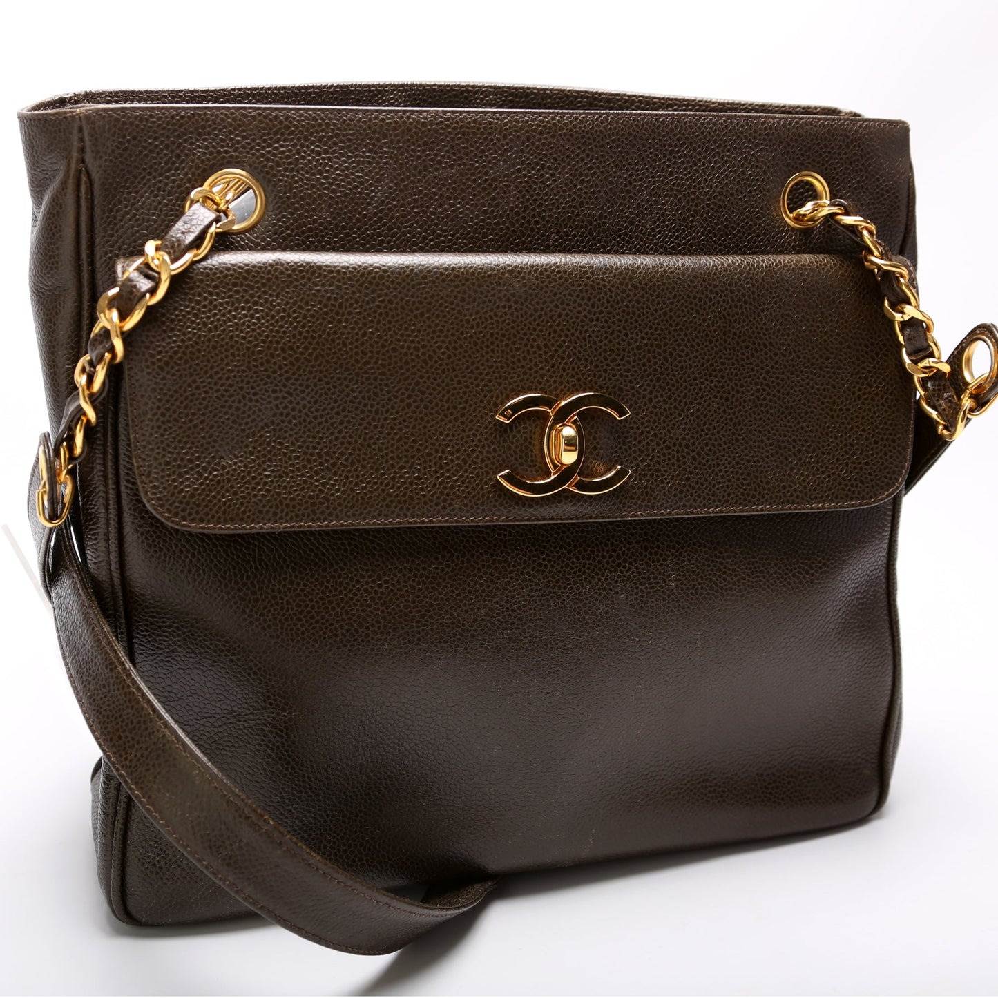 Chanel CC Double Pocket Shopping Tote Caviar Vintage Bag
