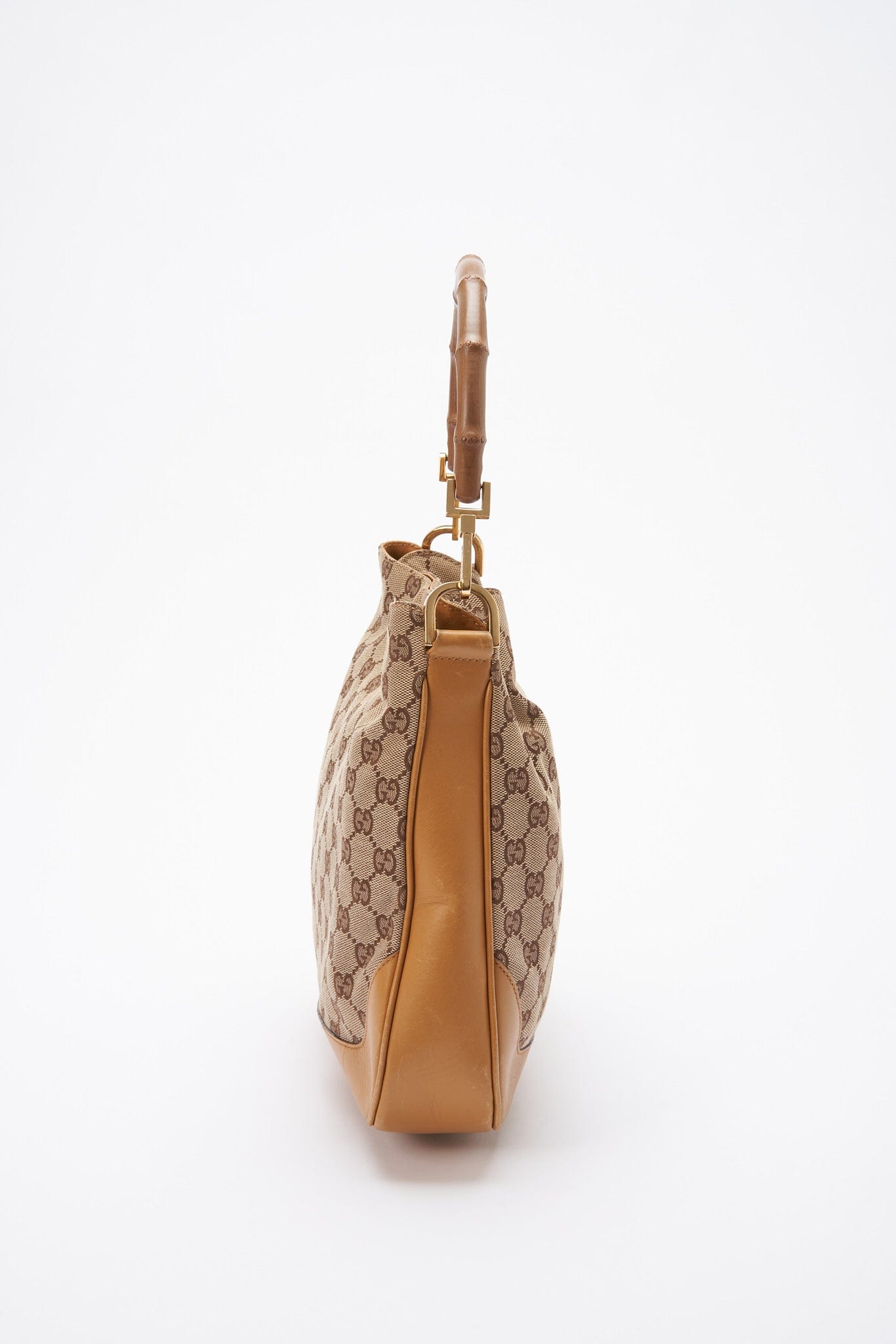 Gucci Bamboo Leather Canvas Shoulder Bag Style 2