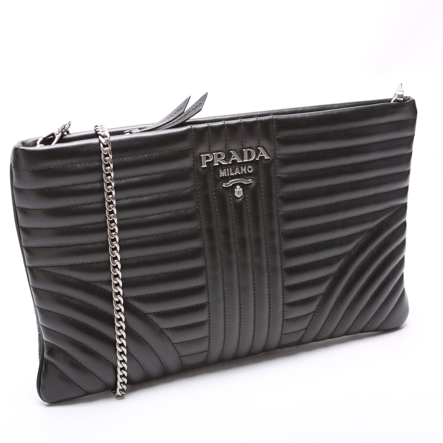 Prada Soft Calfskin Diagramme Clutch with Chain 1BF087 Bag