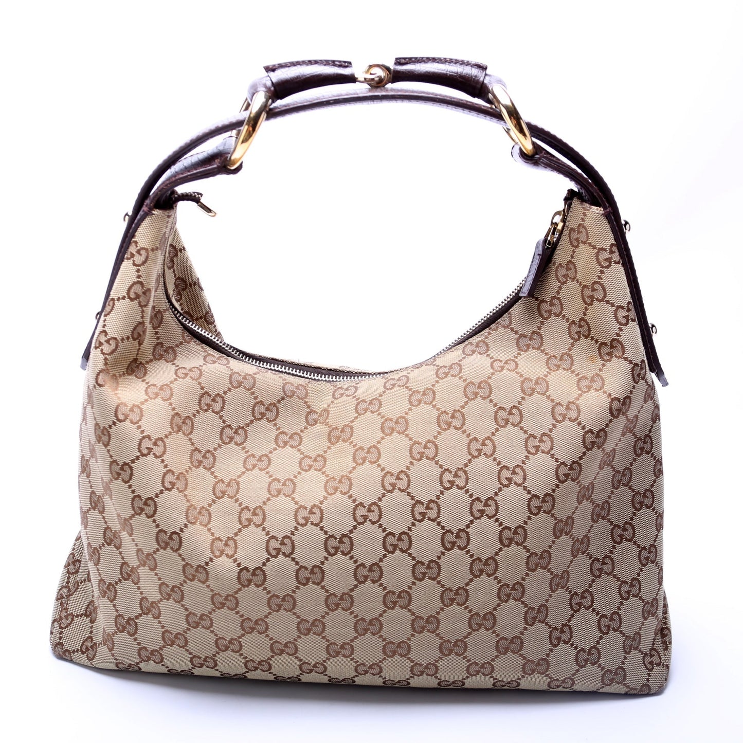 Gucci 115867 Horsebit GG Canvas Hobo Bag