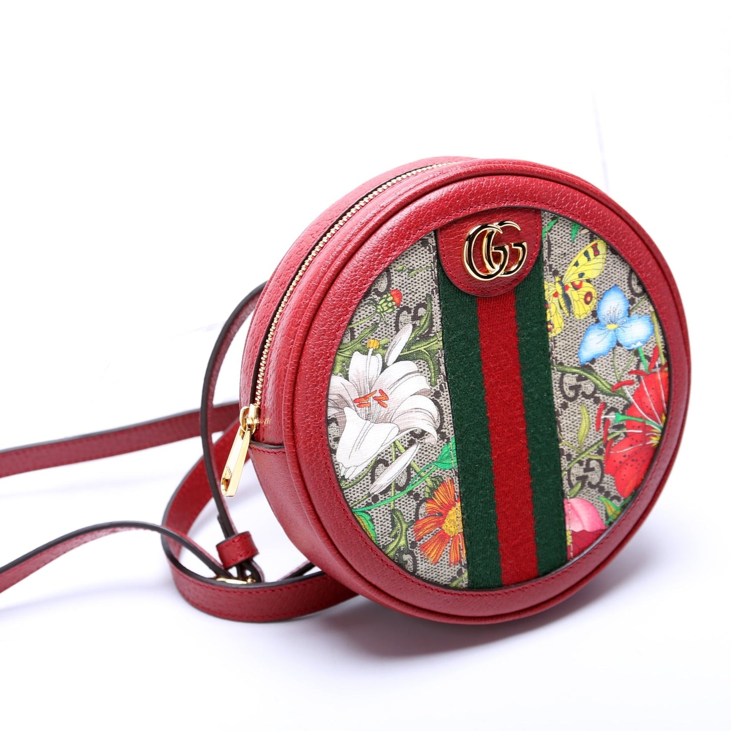 Gucci 598661 Ophidia Web Mini Flora Round Backpack Bag