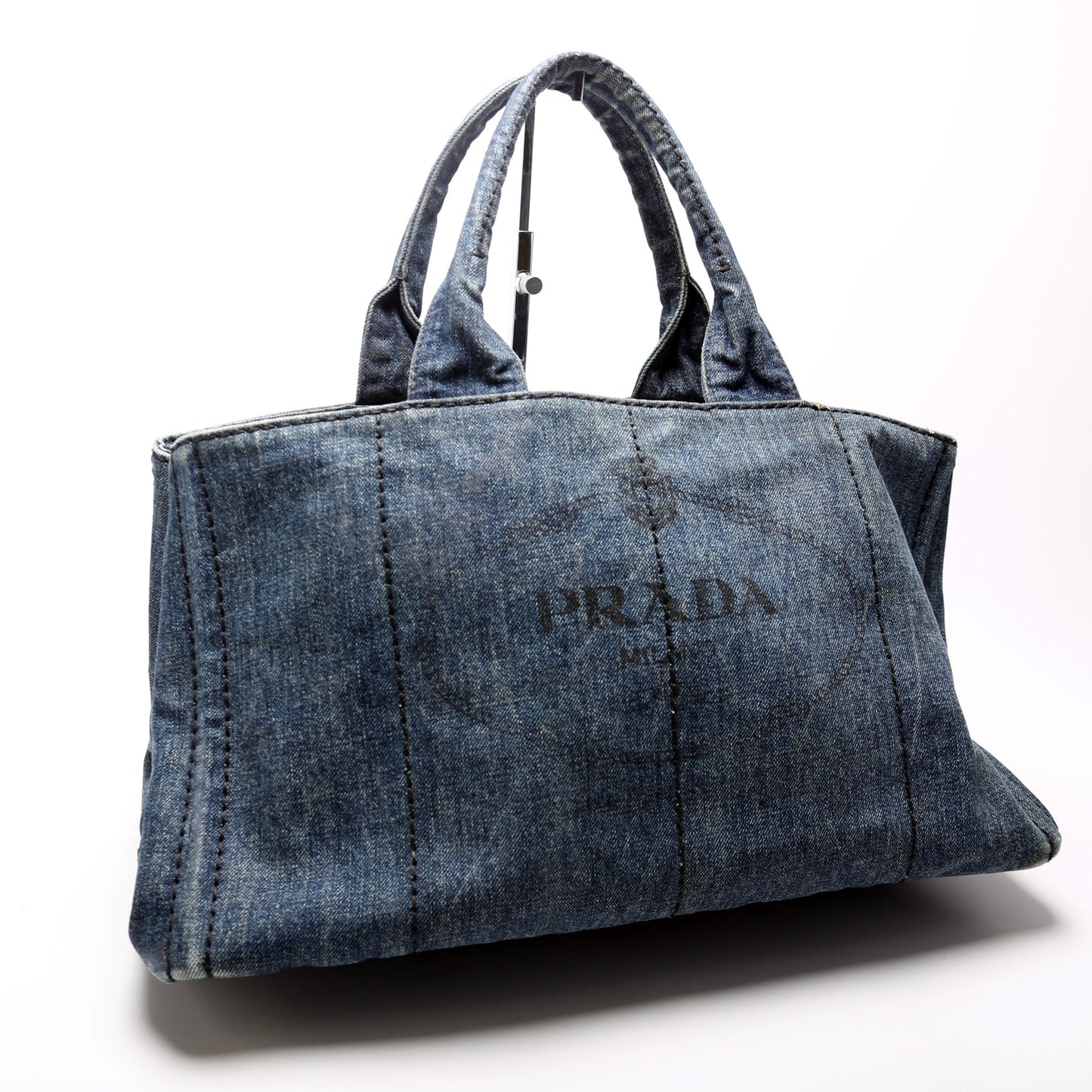 Prada Canapa Denim Canvas Large Tote Bag