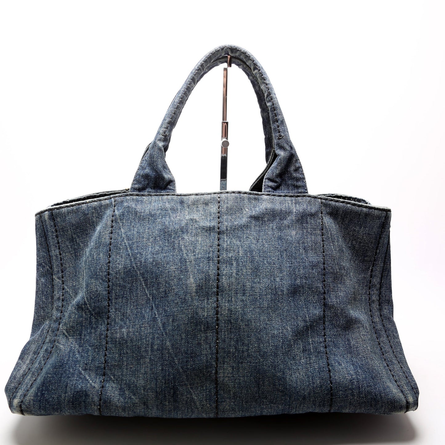 Prada Canapa Denim Canvas Large Tote Bag