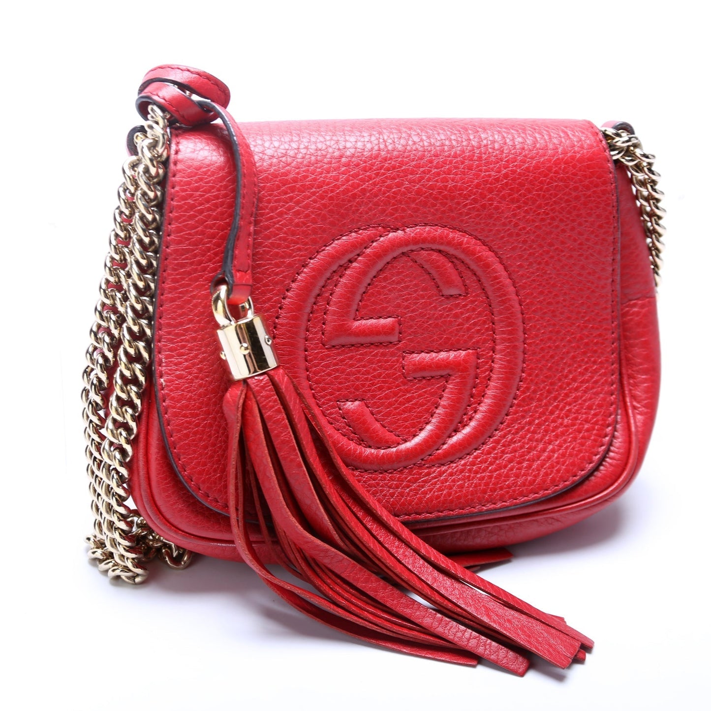 Gucci 323190 Soho Chain Tassel Flap Small Bag