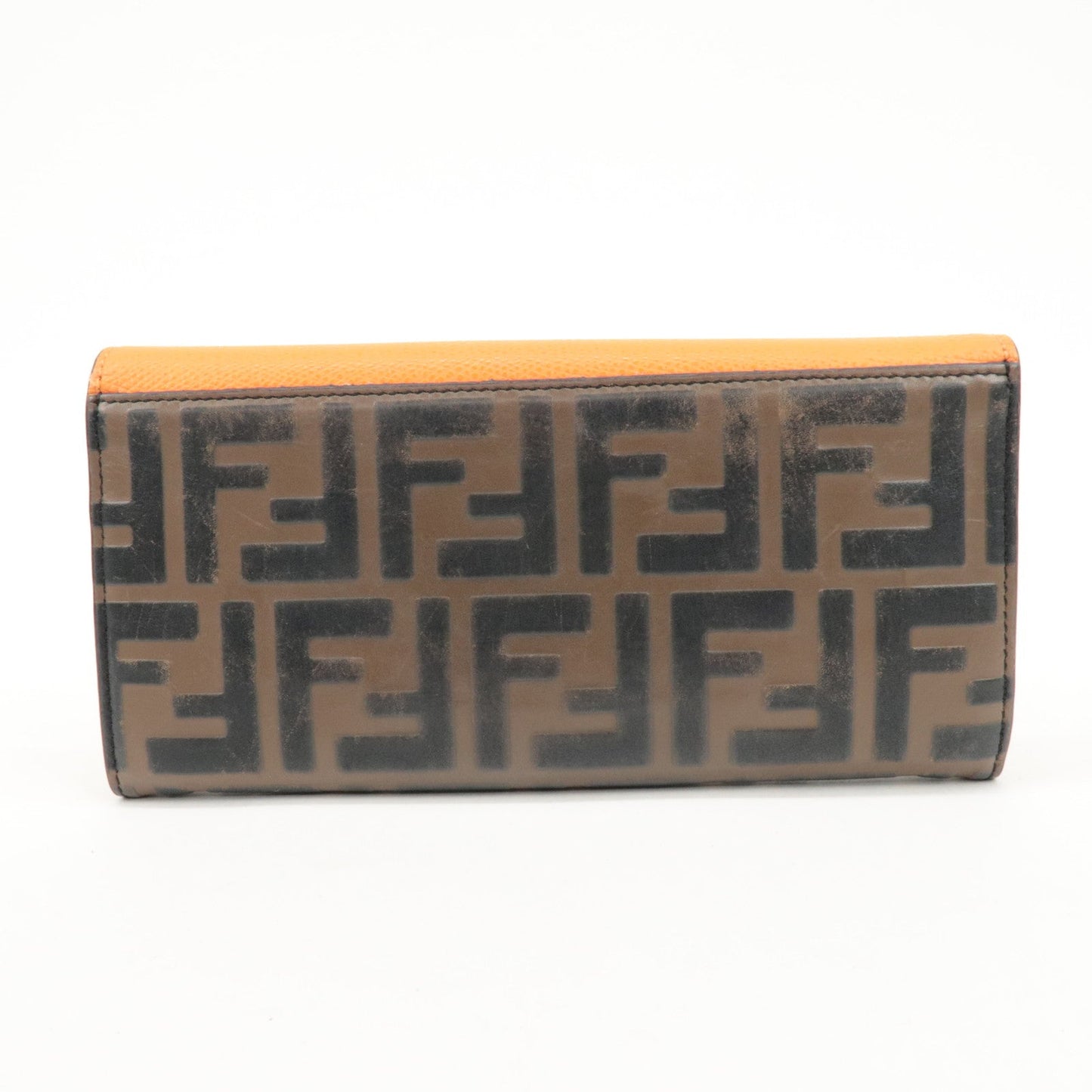 FENDI Zucca Baguette Continental Wallet 8M0251 Brown Orange 8M0251