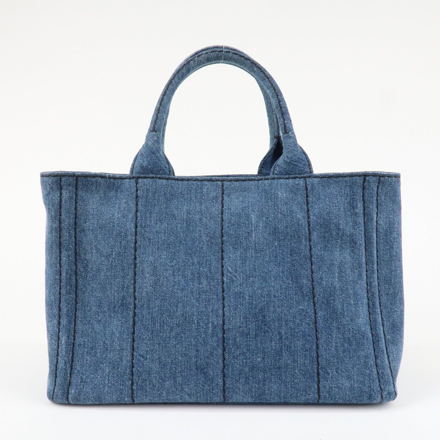 PRADA Logo Canapa Mini Denim 2Way Tote Bag Shoulder Bag Blue 1BG439