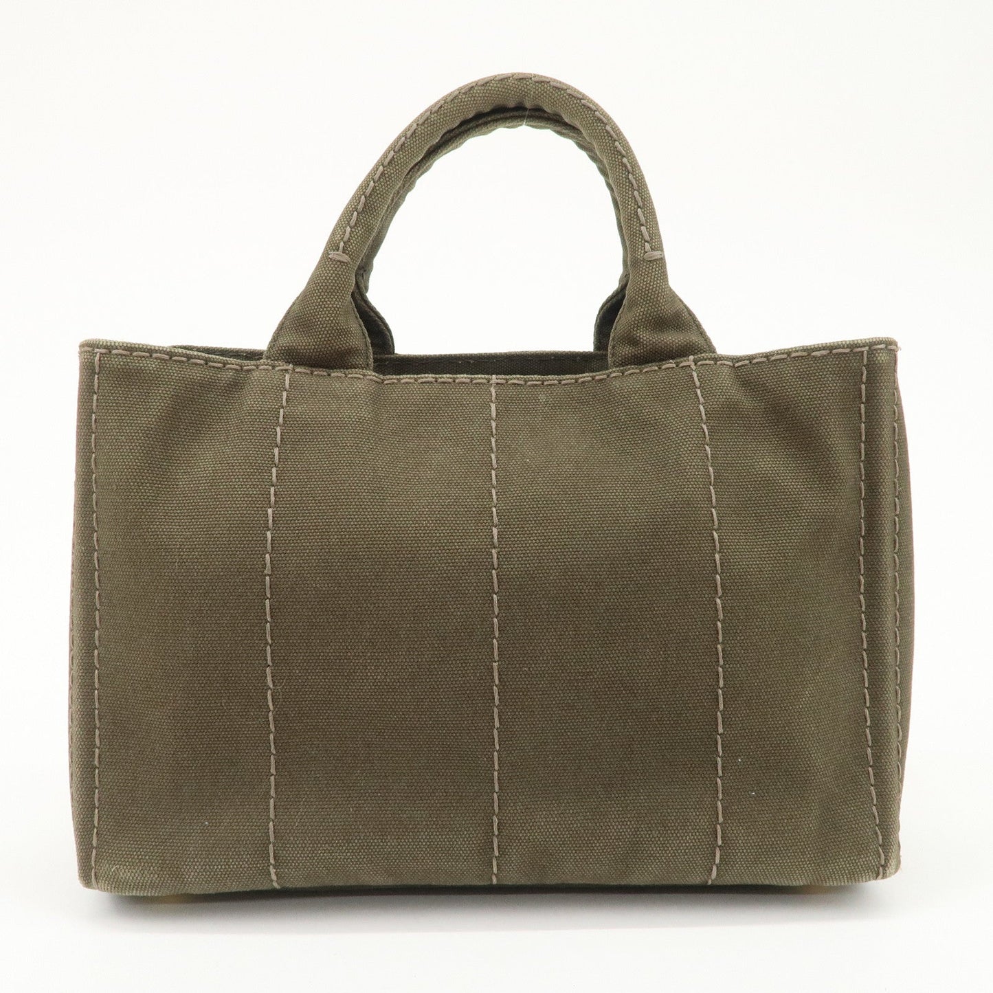 PRADA Canapa Mini Canvas Bag Hand Bag Tote Bag Khaki BN2439