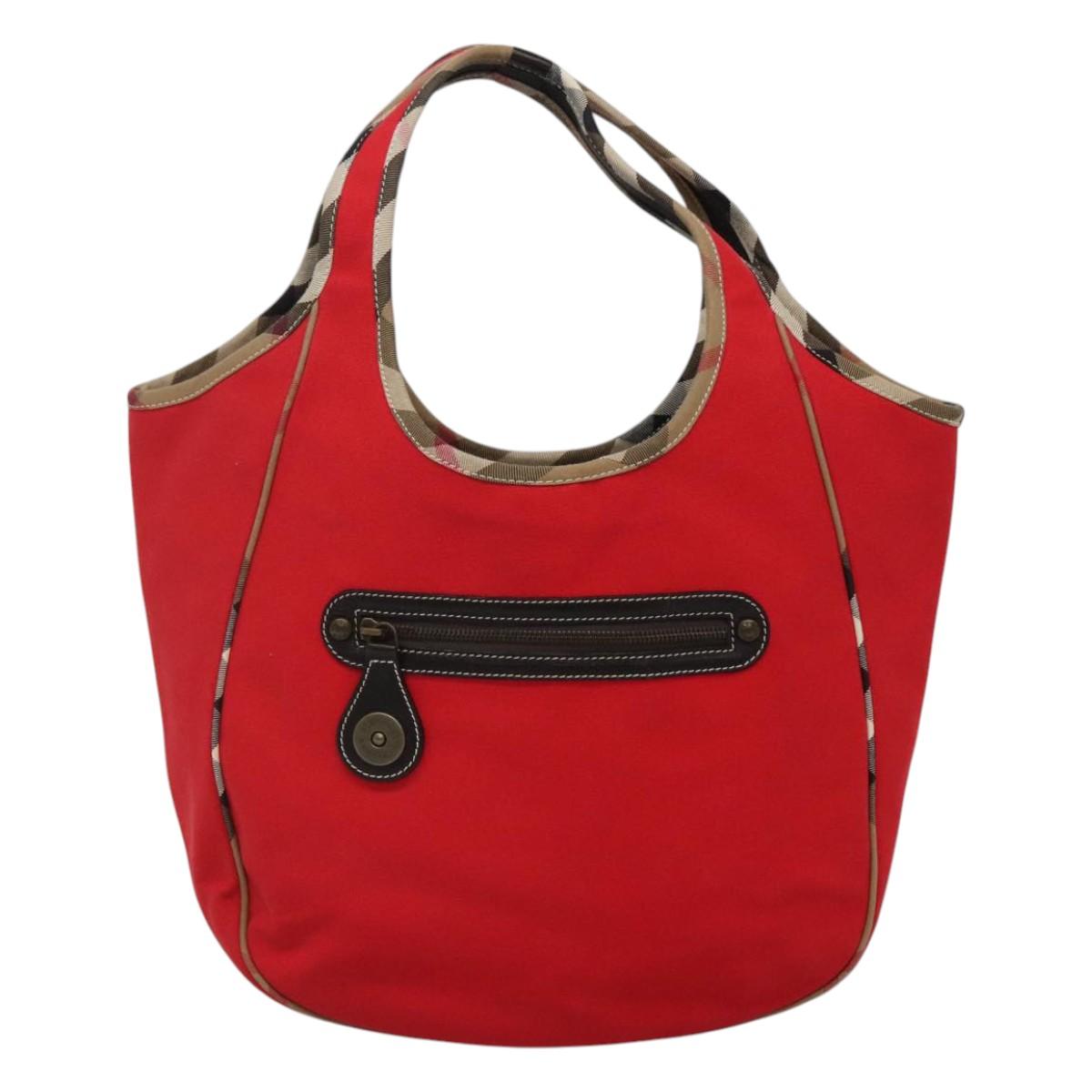 Burberry Nova Check Red Canvas Tote Bag ( )