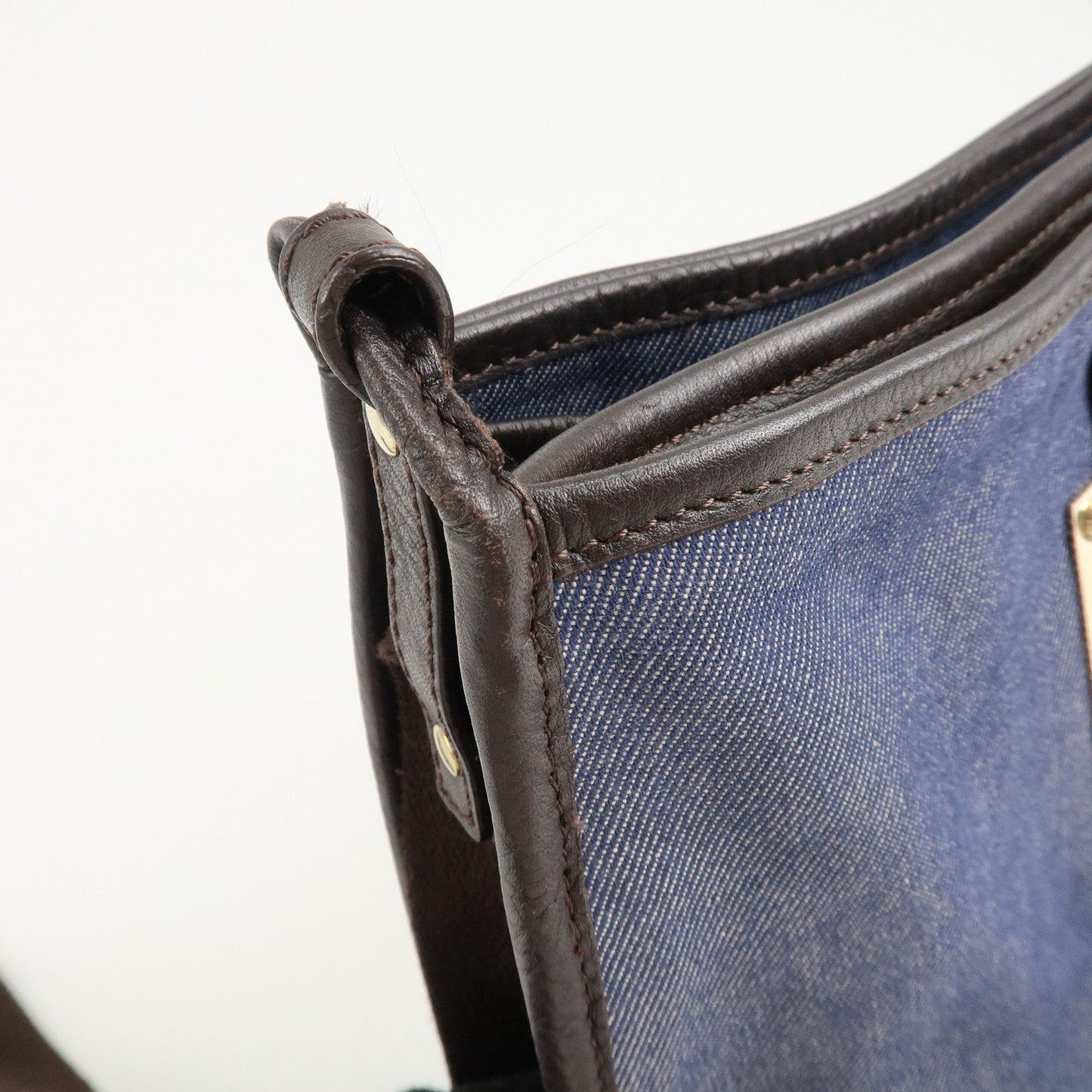 FENDI Zucca Denim Leather Shoulder Bag Cross Body Bag 8BT034