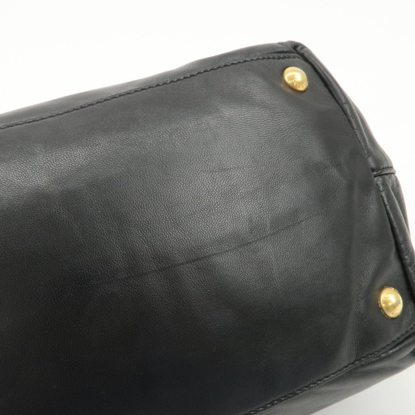 PRADA Leather Ribbon Tote Bag Hand Bag NERO Black BN1601