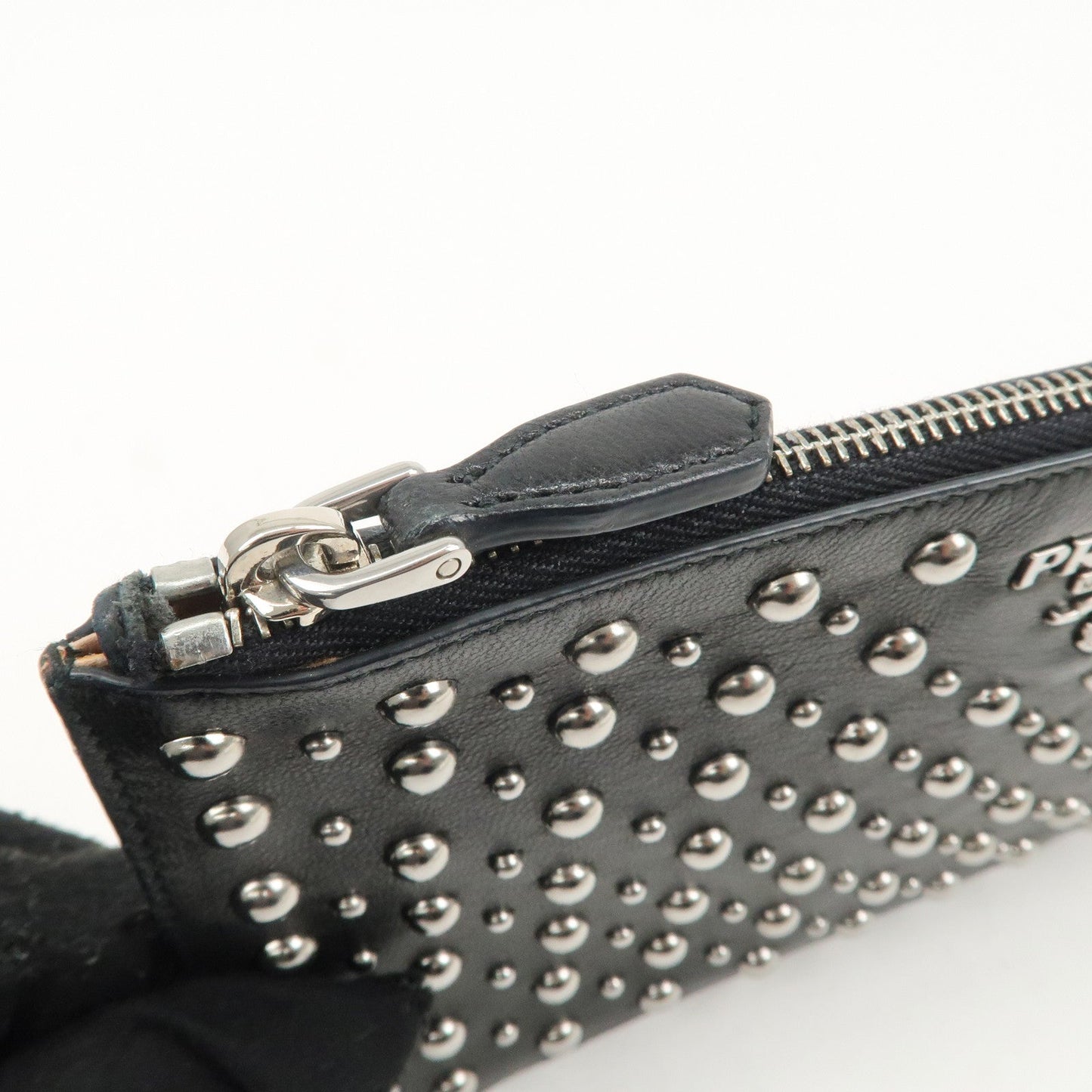 PRADA Leather Pouch Studs Black