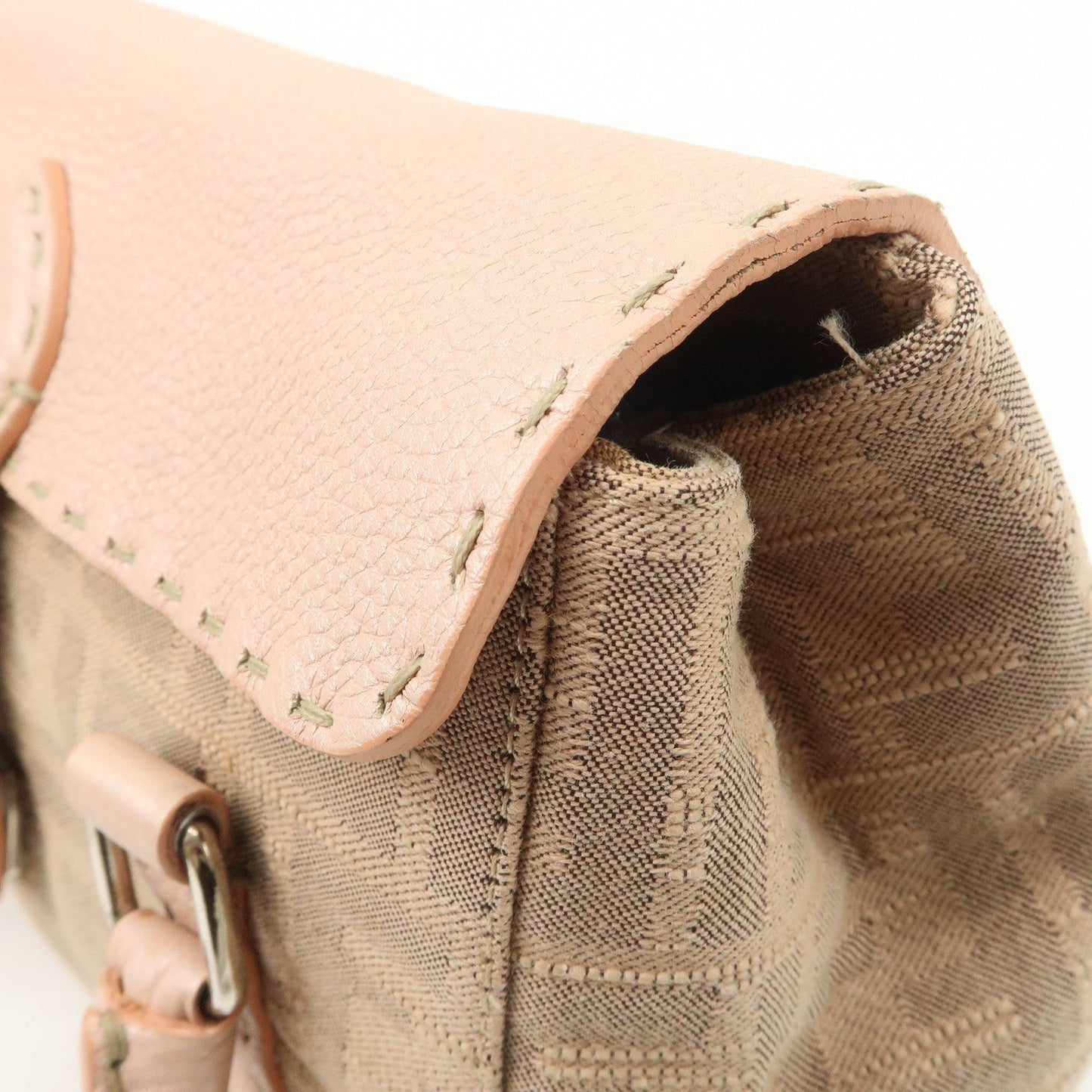 FENDI Zucca Selleria Leather Mini Linda Hand Bag Pink 8BR486