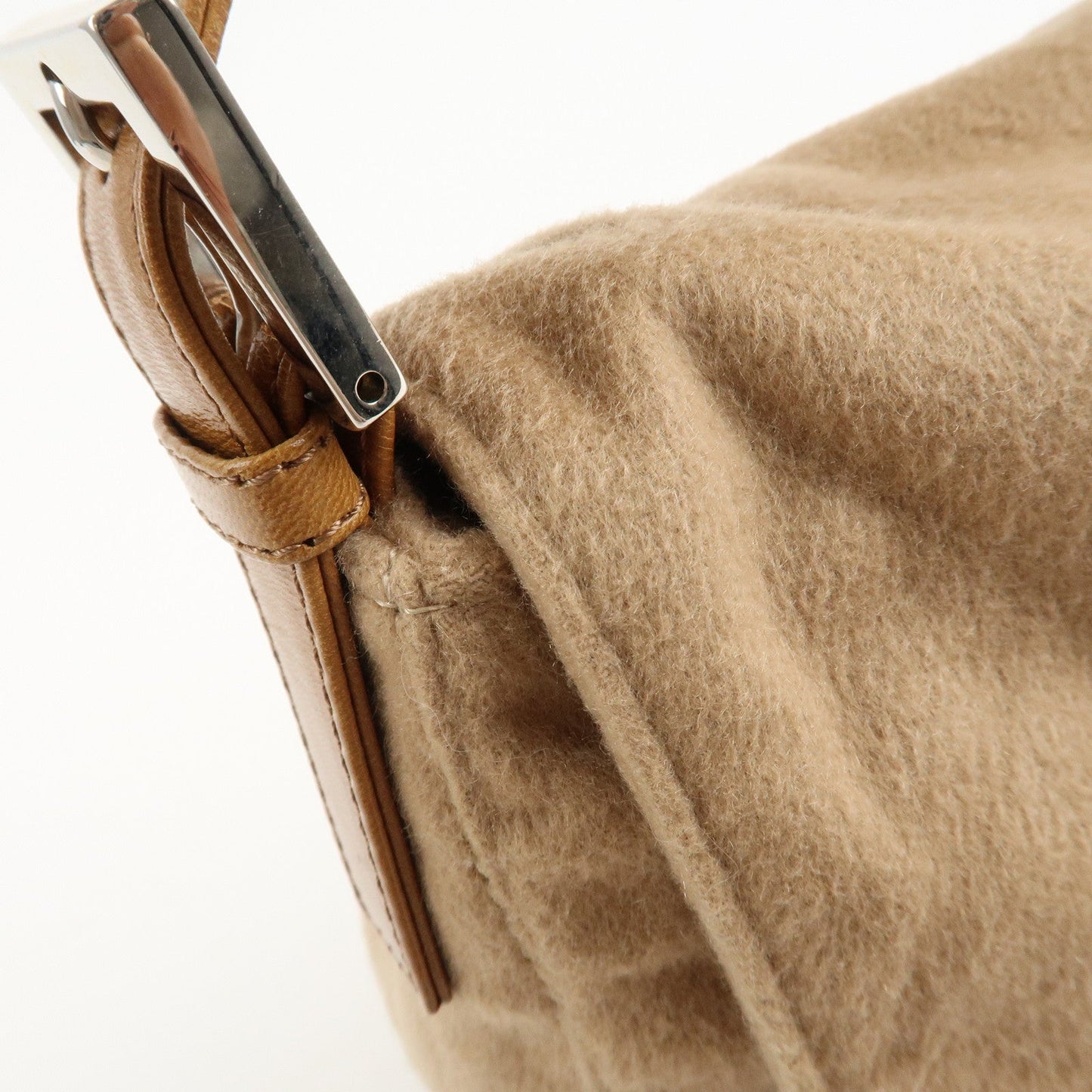 FENDI Mamma Baguette Cashmere Leather Shoulder Bag 26325