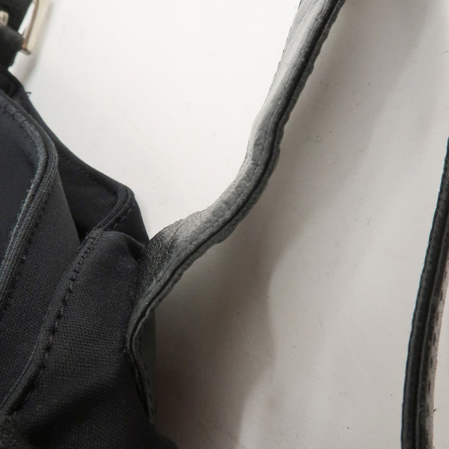 FENDI Polyester Leather Shoulder Bag Black 26727