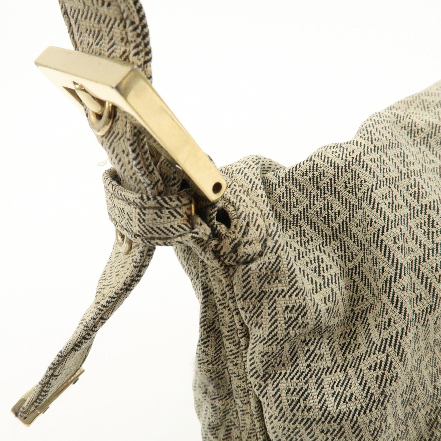 FENDI Mamma Baguette Micro FF Canvas Shoulder Bag Gray 8BR001